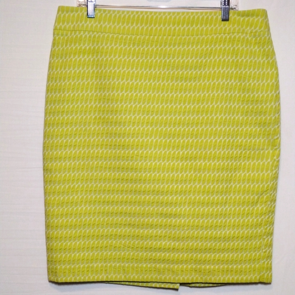 Retro Style Ann Taylor Lime Green Pencil Skirt Size 14